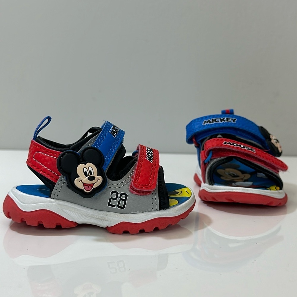 Disney‎ Junior Mickey Mouse Sandals Kids Childrens Baby Size 2 Red Blue Summer